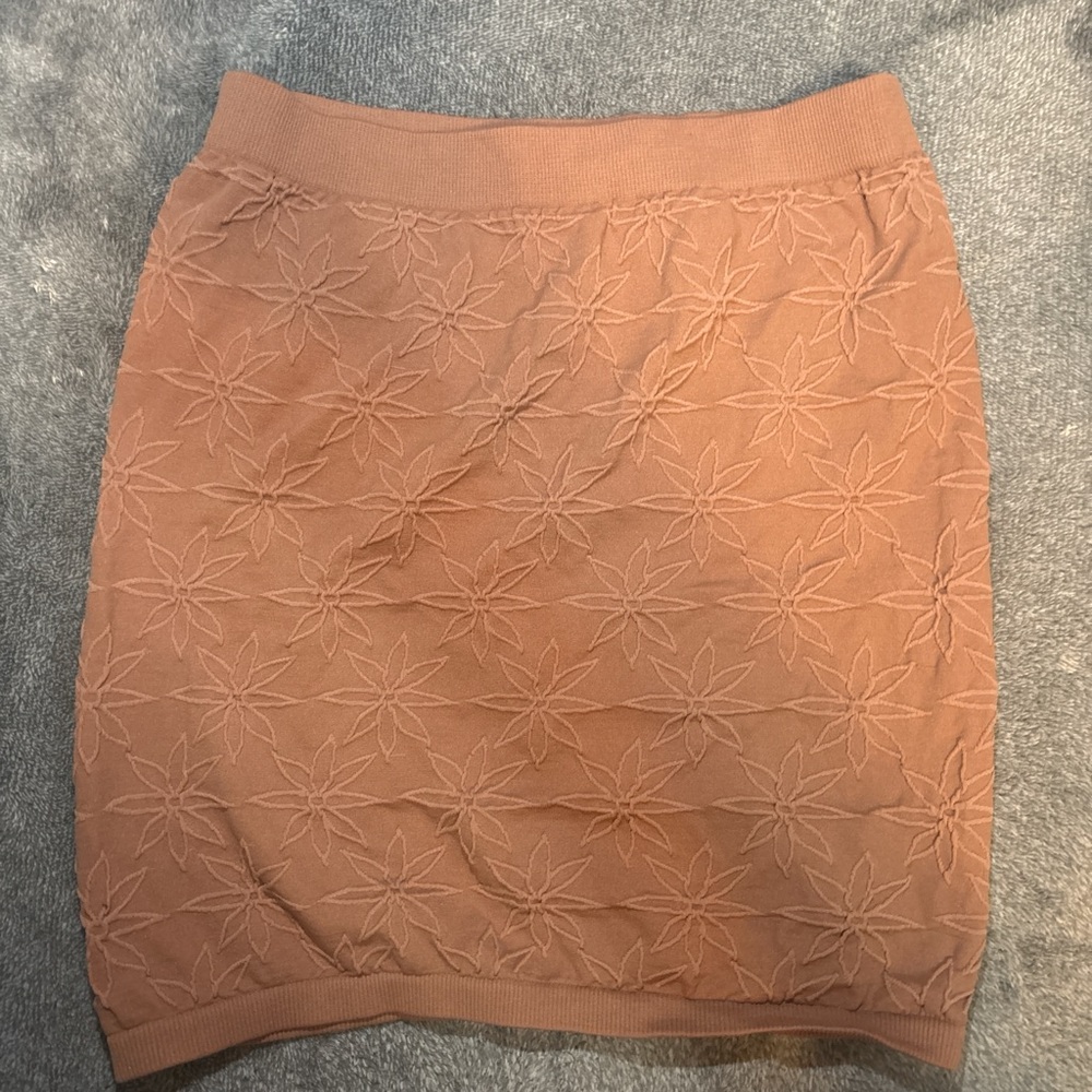 Hippie Rose Floral Embroidered Brown Mini Skirt